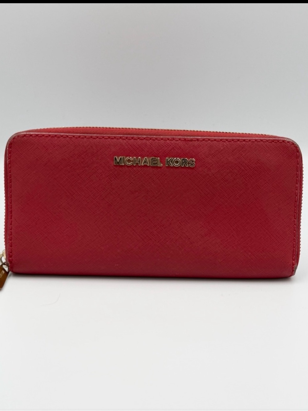 Michael Kors Red Saffiano Zip-Around Wallet - Picture 1 of 8